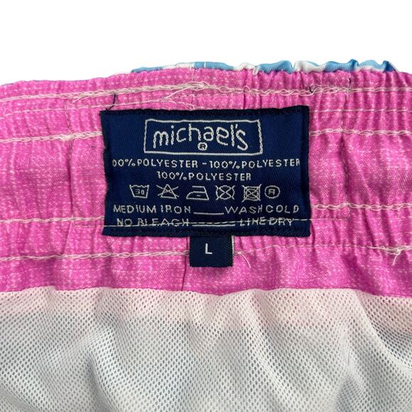 Michaels Swimwear Gingham Check Swim Trunk Shorts Blue White Size L - Picture 9 of 9